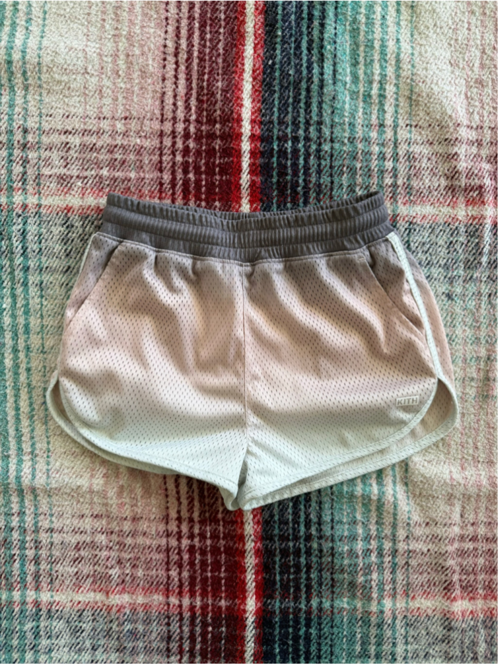 Kith Gray/Pink Ombré Mesh Track Shorts XS